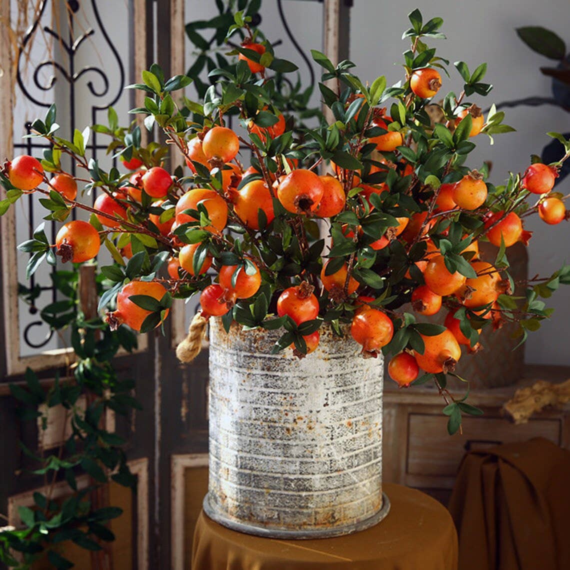 34"-Artificial Pomegranate Branche-6 Fruits