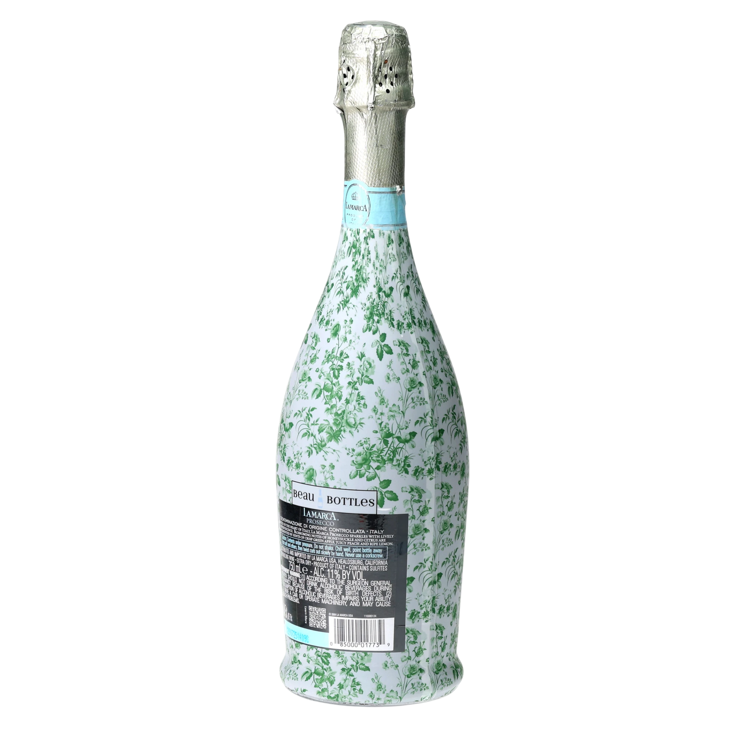 Grandmillennial Green Floral Prosecco Bottle Wrap
