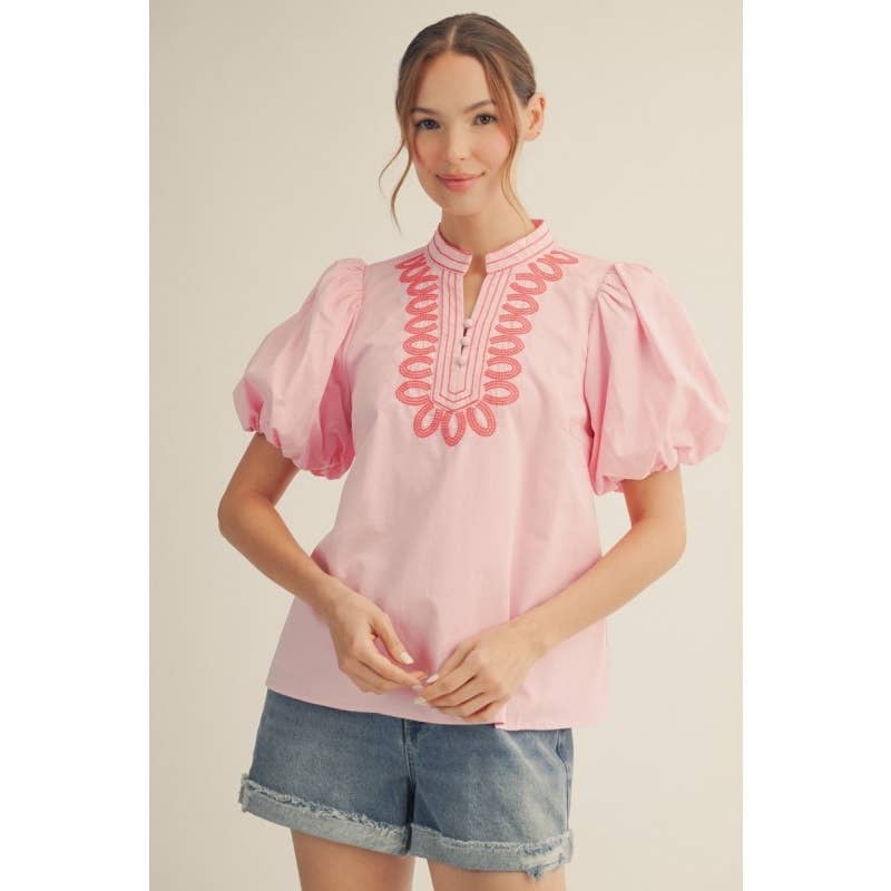 Embroidery Detail Solid Top