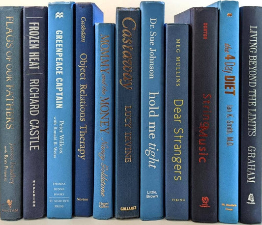 Blue books by the foot for decor