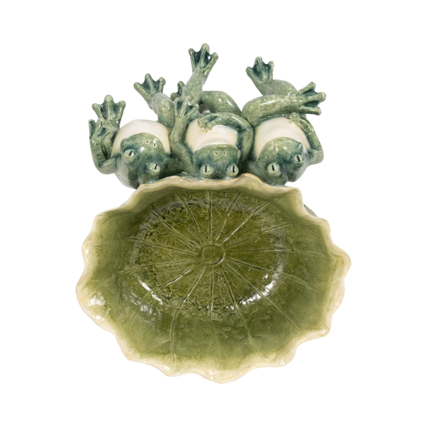 Decorative Planter - Green Resin Three Sitting Frogs, 10 in.