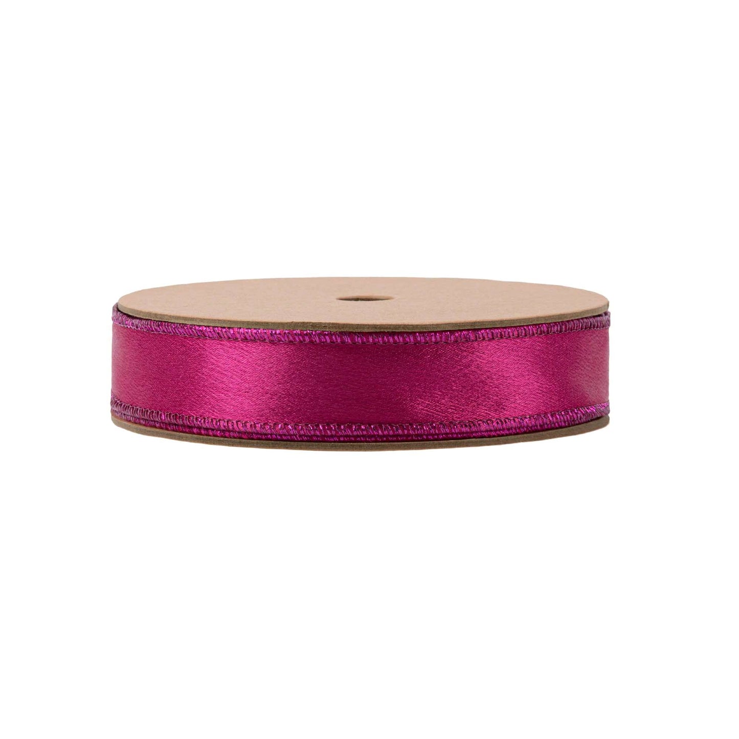 1" Wired Shimmer Satin Ribbon | Fushia with Fushia Backing | 10 Yard Roll