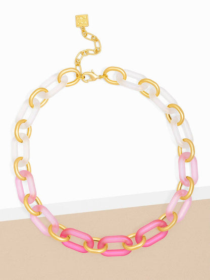 Multi-Color Resin Oval Links Collar Necklace
