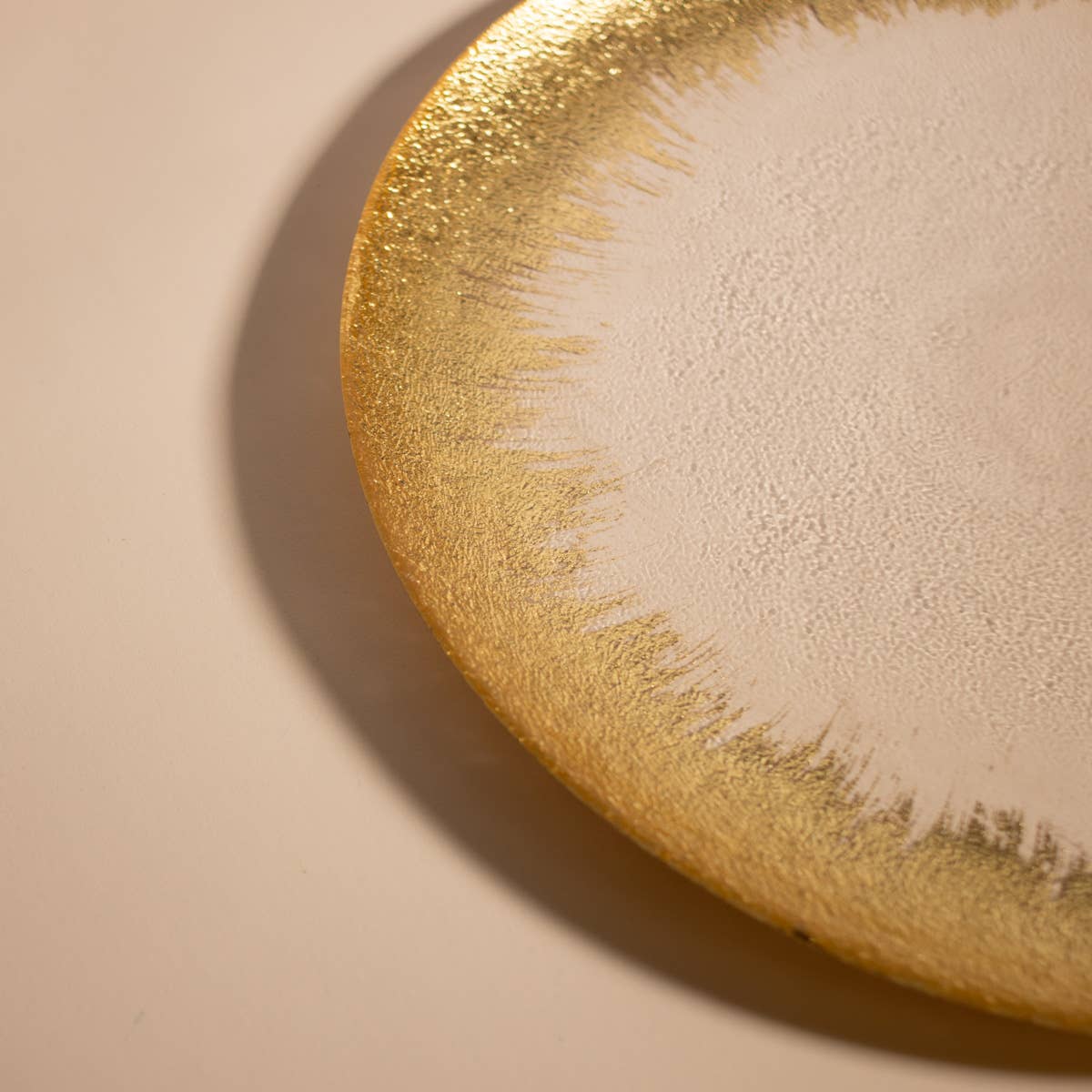 Naples Glass Platter   Clear/Gold   14.25x1x14.25