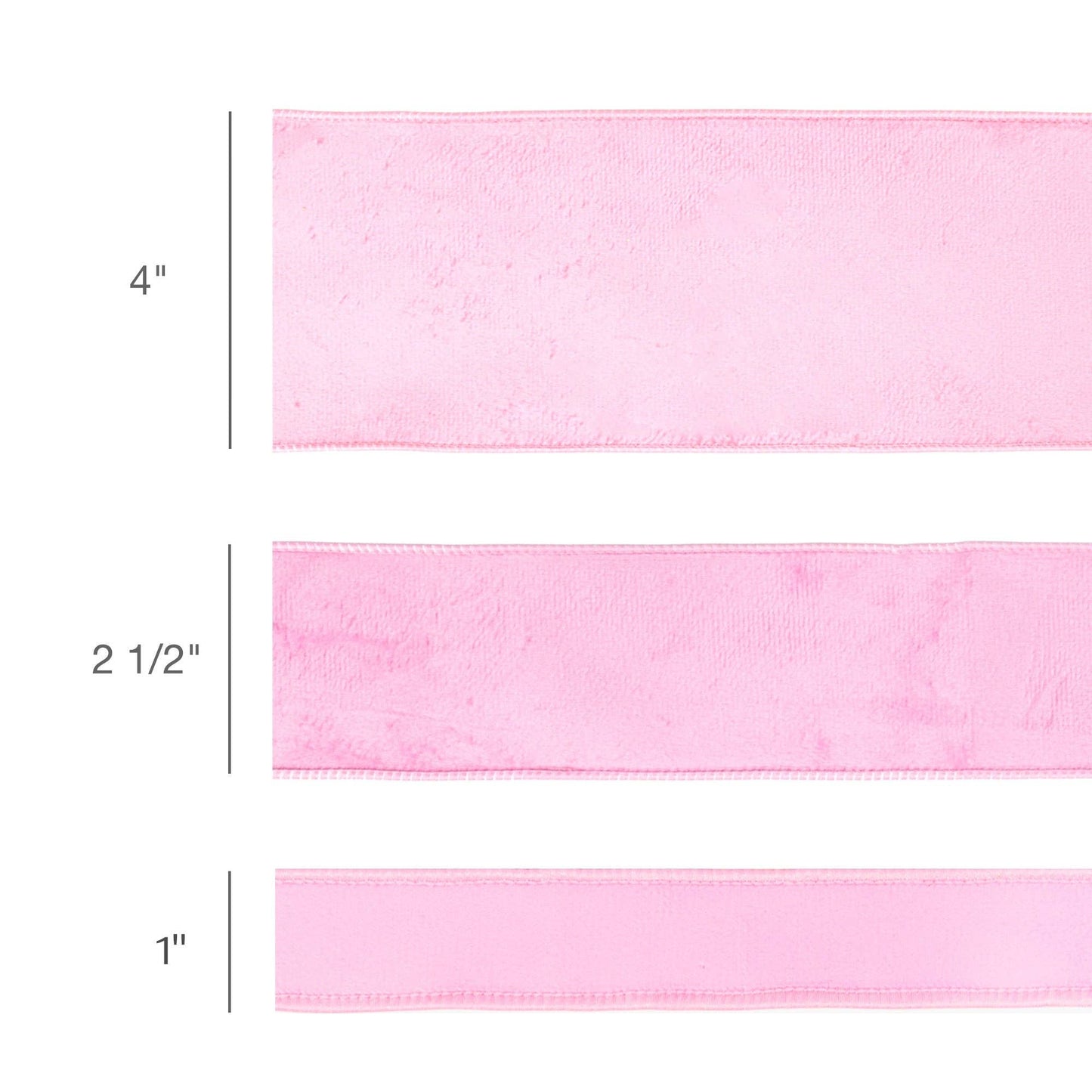 1" Reversible Classic Velvet Wired Ribbon | Light Pink/Light Pink | 10 Yard Roll