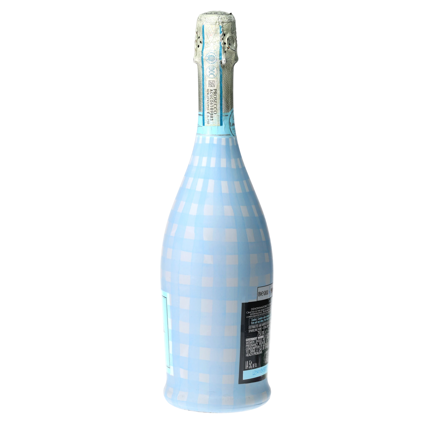 Powder Blue Picnic Gingham Prosecco Bottle Wrap