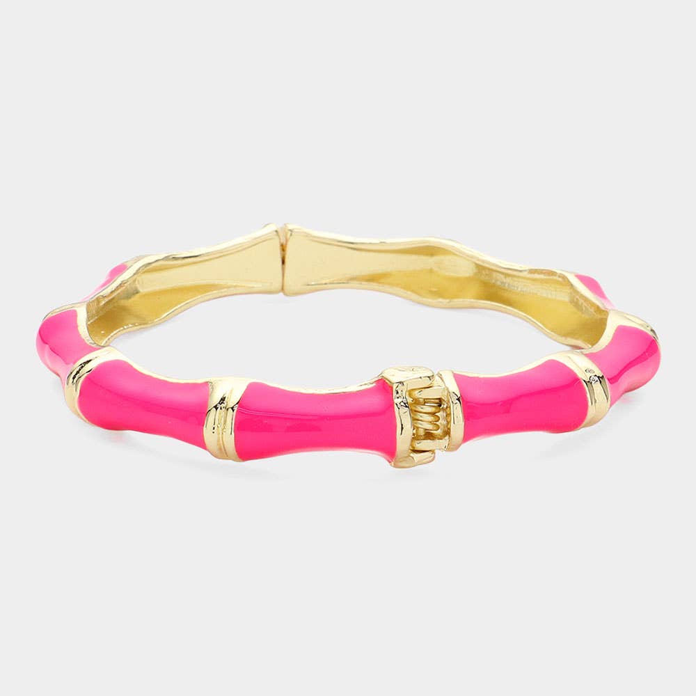 Enamel Bamboo Hinged Bangle Bracelet