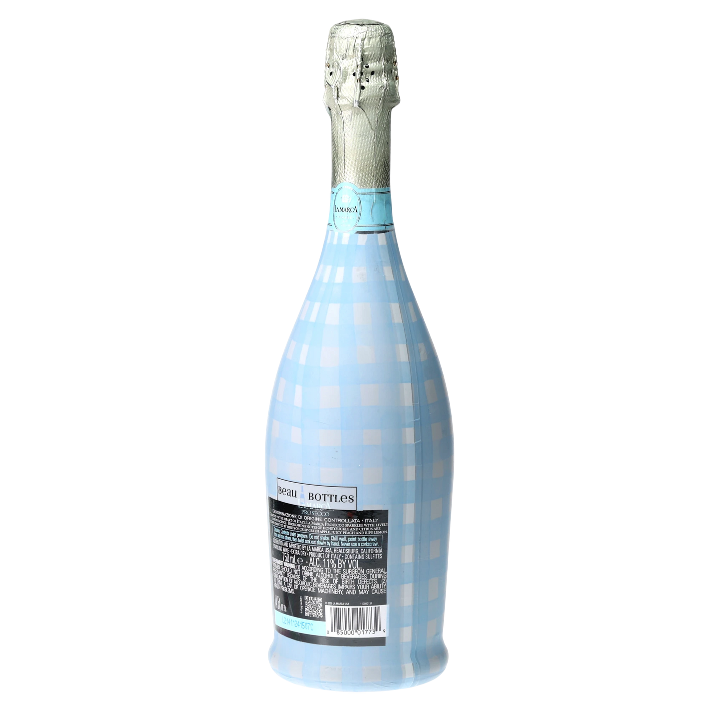 Powder Blue Picnic Gingham Prosecco Bottle Wrap