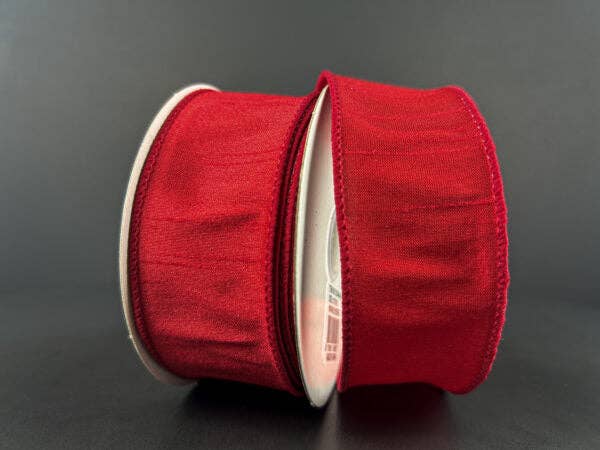 1.5"X10Y Red Faux Dupioni Ribbon 72434-09-12