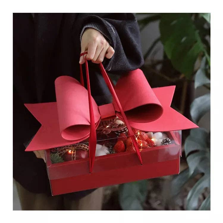 Big Bow Rectangle Flower Box with Clear Lid