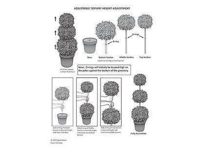 Adjustable Triple Artificial Boxwood Topiary + Planter