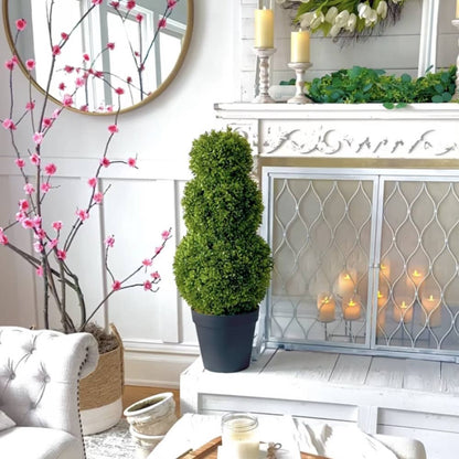 Adjustable Triple Artificial Boxwood Topiary + Planter