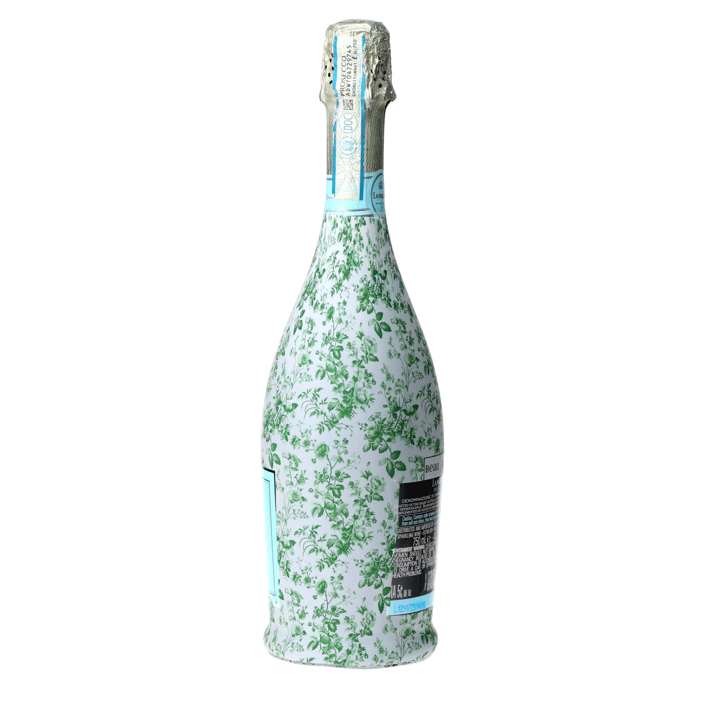 Grandmillennial Green Floral Prosecco Bottle Wrap