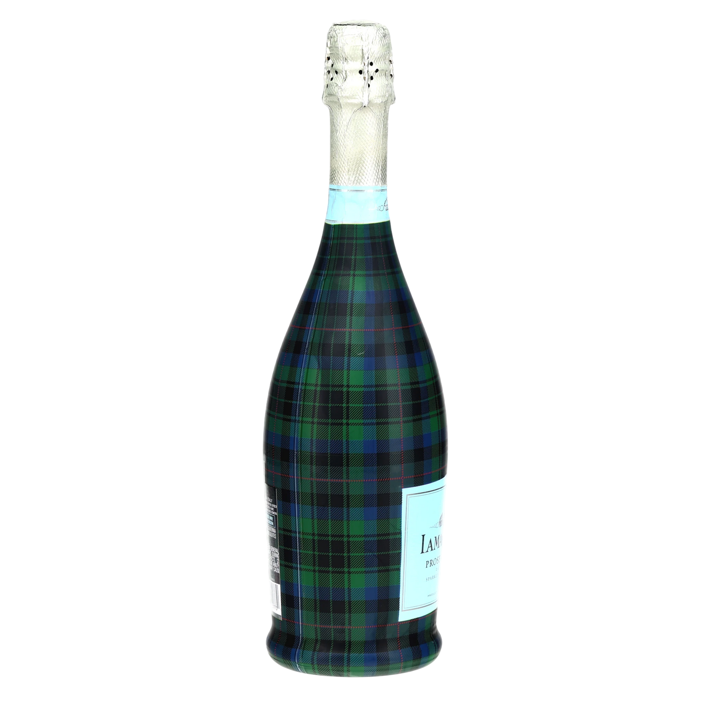 Blue & Green Christmas Tartan Prosecco Bottle Wrap