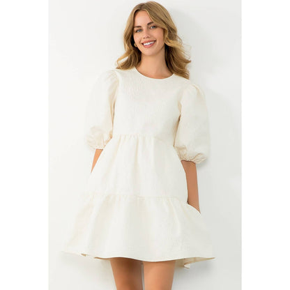 Puff Sleeve Textured Dress