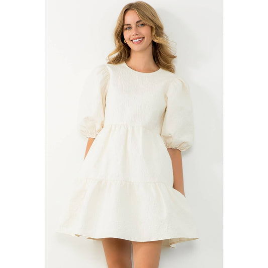 Puff Sleeve Textured Dress