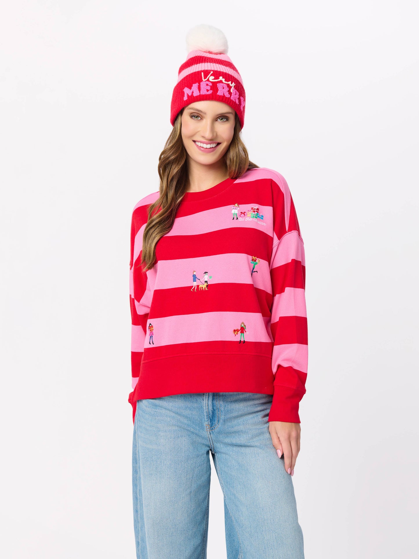 "VERY MERRY" BEANIE, RED