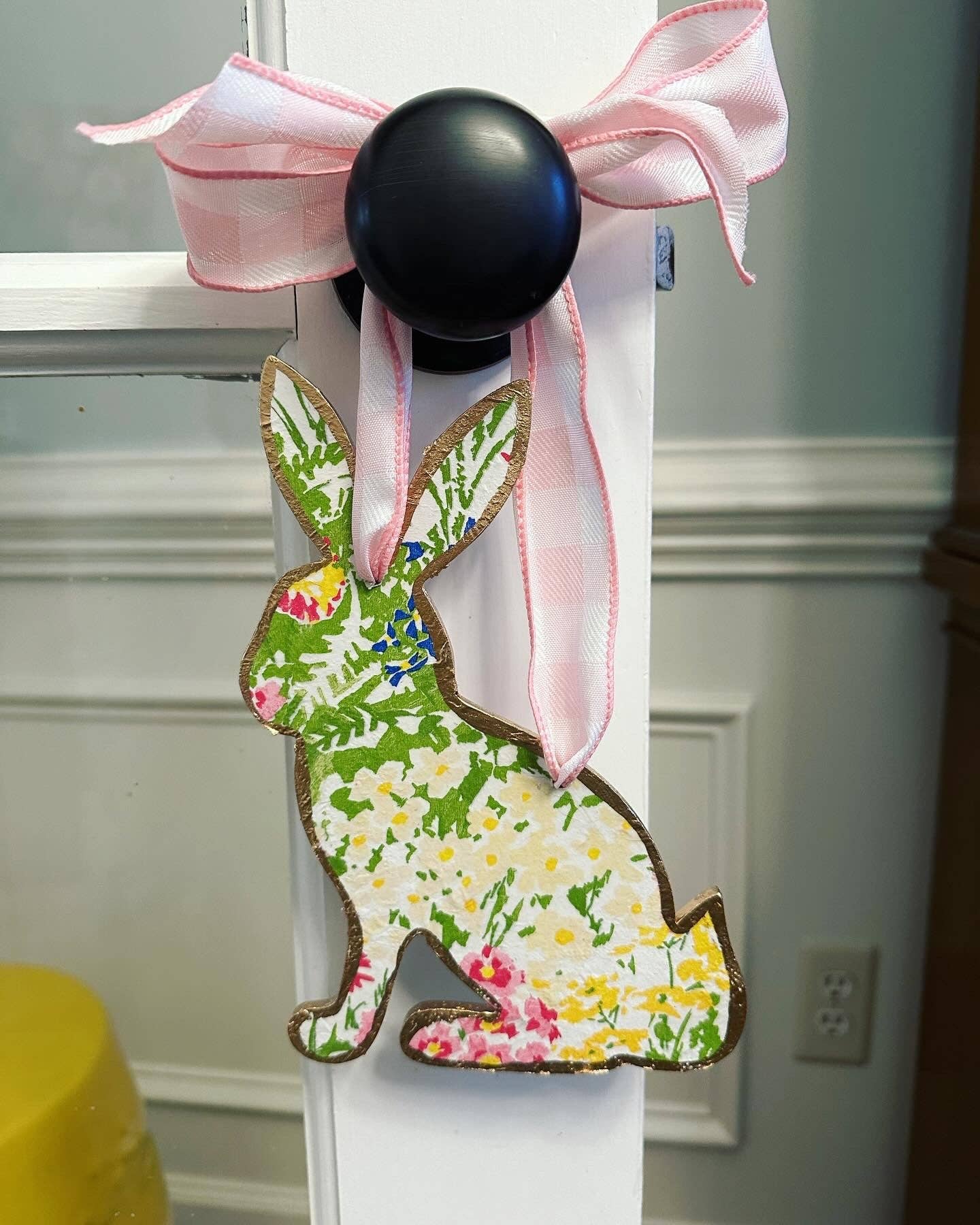 Field of Flowers Handmade Bunny Door Hanger - 8”