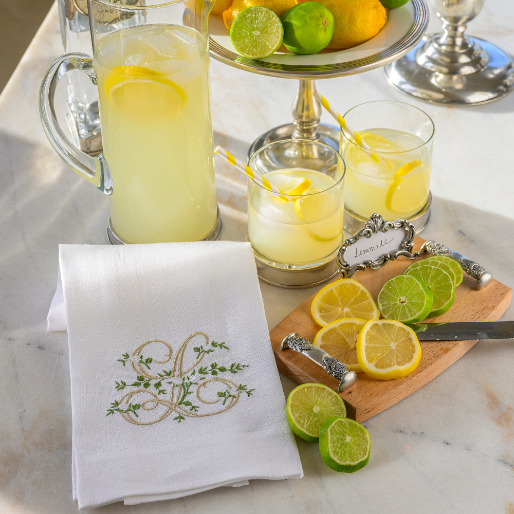 Floral Monogram Linen Towel