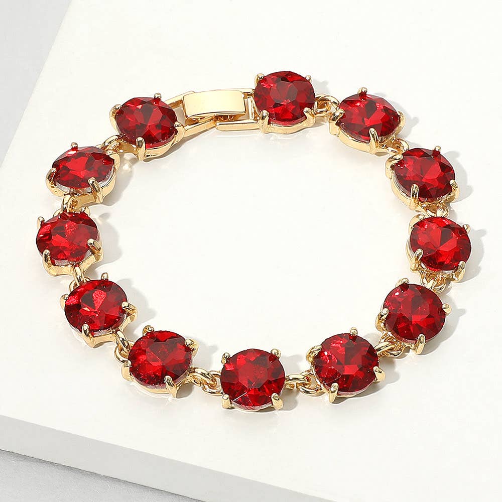 American USA Round Stone Link Evening Bracelet