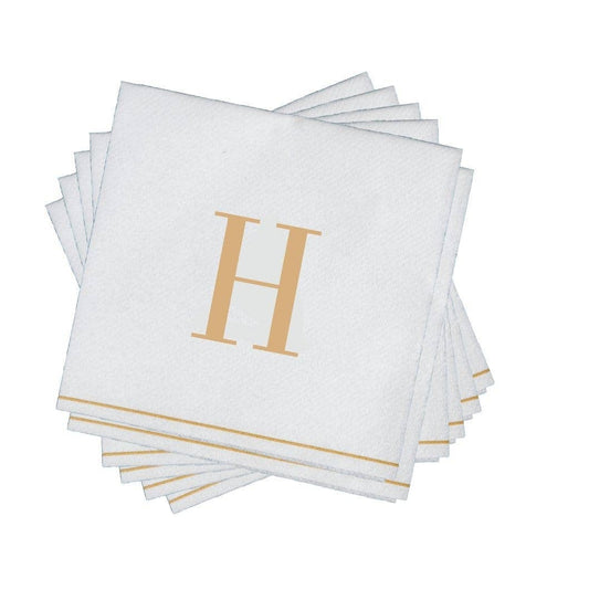 H Gold Monogram Cocktail Paper Napkins | 16 Napkins