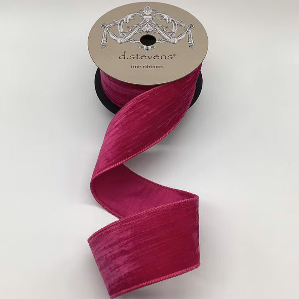 2.5" x 10yds Velvet Vintage Chic Satin Back, Fuchsia