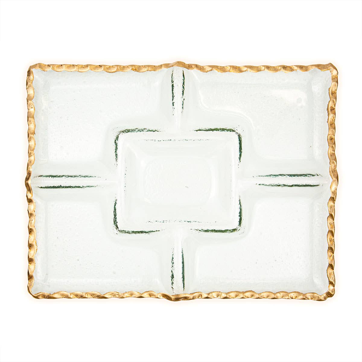 Bonaparte Chip and Dip Serving Tray   Clear/Gold   13.2x.8x10.3