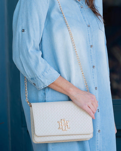 Bryn Clutch/Crossbody Woven Almond
