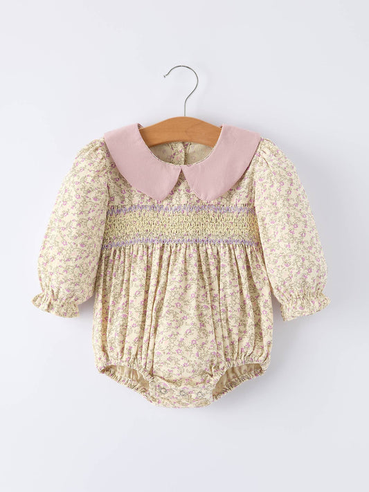 Toddler Girl Vintage Floral Baby Romper - Multiple Colors Available