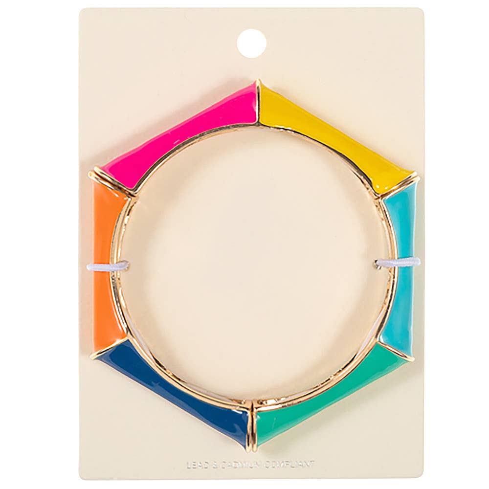 Enamel Hexagonal Stretch Bangle Bracelet