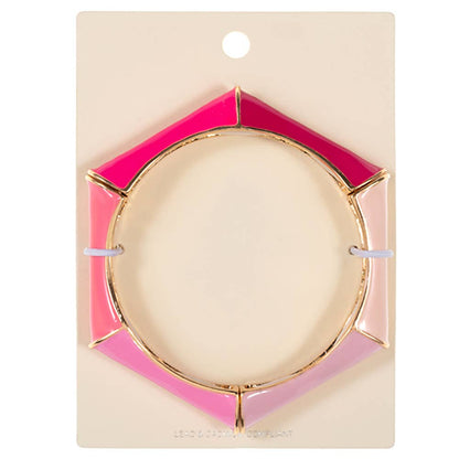 Enamel Hexagonal Stretch Bangle Bracelet