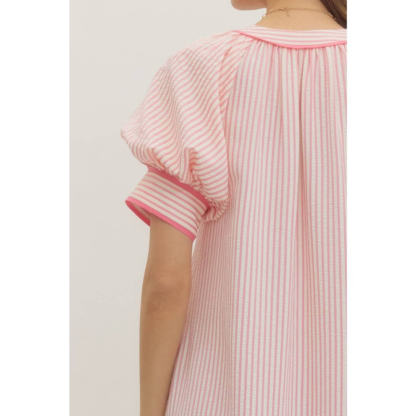 Floral embroidery Stripe midi dress