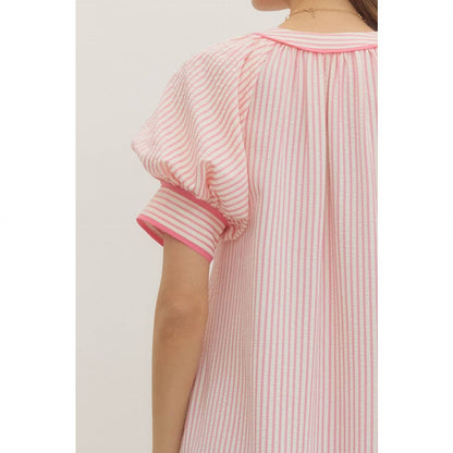 Floral embroidery Stripe midi dress