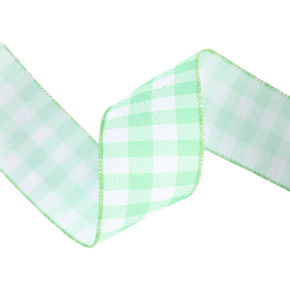 2 1/2" Wired Ribbon | White/Spring Gingham | 10 Yard Roll |