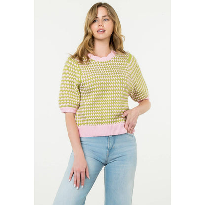 Textured Puff Sleeve Knit Top