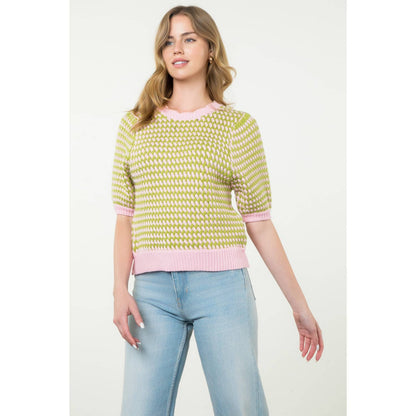 Textured Puff Sleeve Knit Top