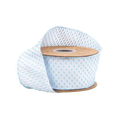 2 1/2" Wired Ribbon | Blue/White Woven | 10 Yard Roll