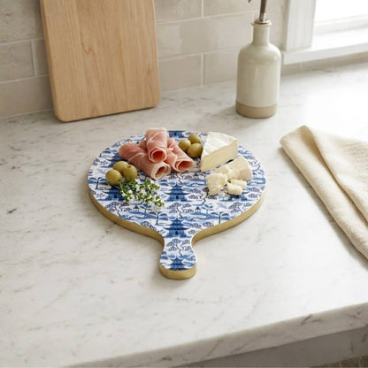 Kyoto Pagoda Charcuterie Board - White & Blue - Large