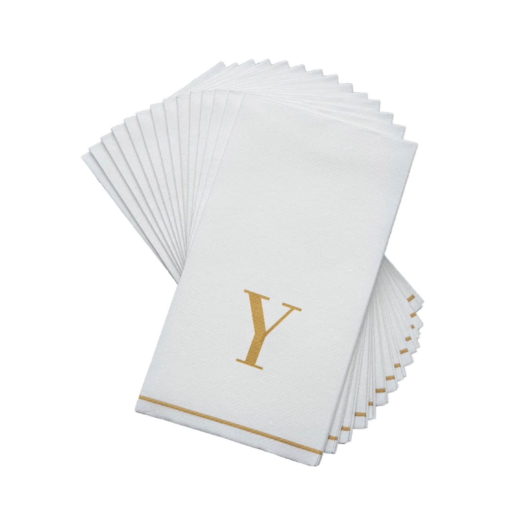 Letter Y Gold Monogram Paper Disposable Dinner Napkins | 14 Napkins