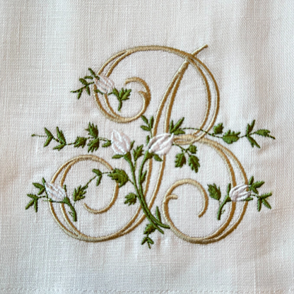 Floral Monogram Linen Towel
