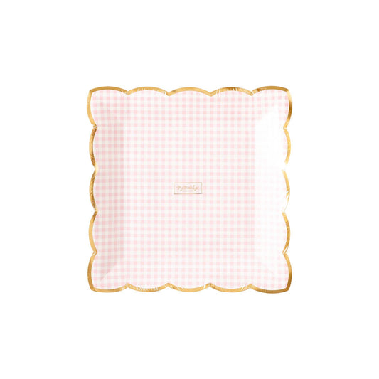 Pink Gingham 9” Plate