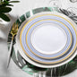 White Blue Gold Chord Rim Dinnerware Value Set - 20 Sets