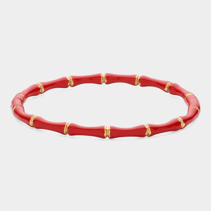Enamel Bamboo Hinged Bangle Bracelet