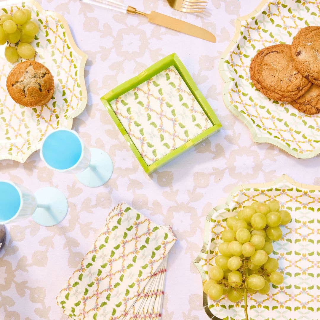 Green Palm Acrylic Scalloped Cocktail Napkin Holders  - Laura Park