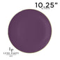 Purple and Gold Plastic Round Plates | 10 Pack