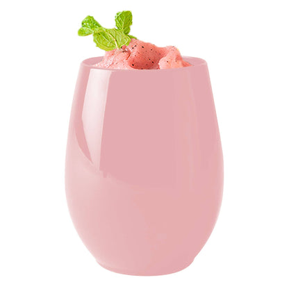 12 oz. Pink Elegant Stemless Plastic Wine Glasses - 16 pcs