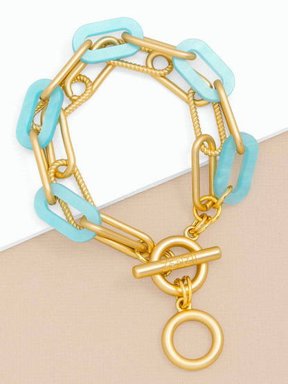 Marbled Resin Link Layered Toggle Bracelet