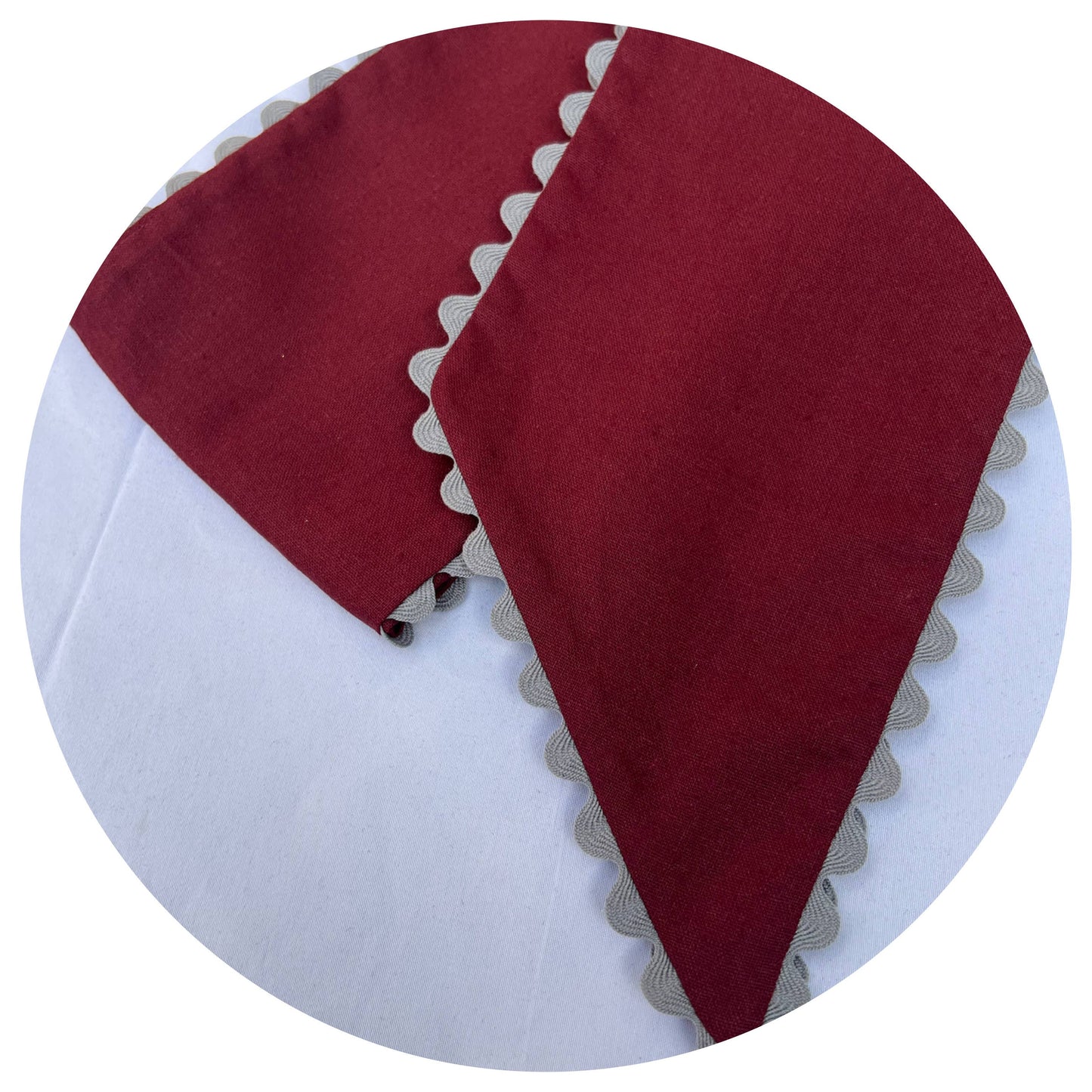 Custom Linen Sashes with Trim 