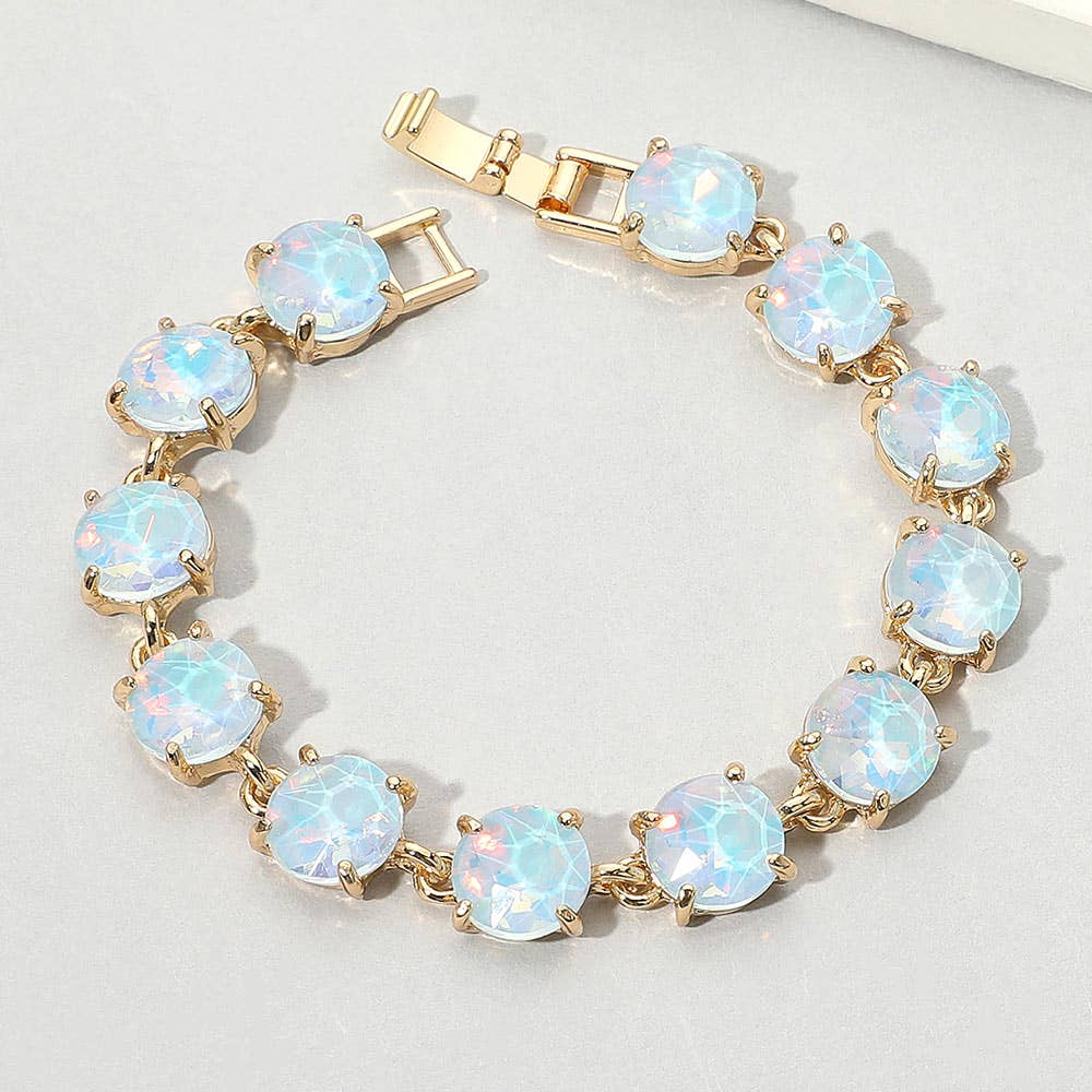 American USA Round Stone Link Evening Bracelet