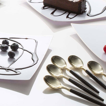 Black and Gold Plastic Mini Spoons | 20 Spoons